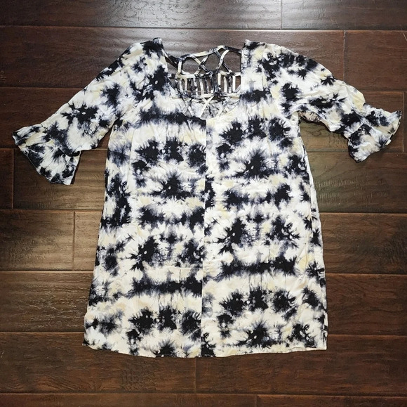 Free 2 Luv Stretchy Tie Dye Womens Tunic Top 1X - Picture 10 of 11